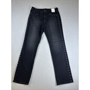 GAP 90s Straight High Rise Black Studded Jeans Grunge Festival Size 30/10R NWT